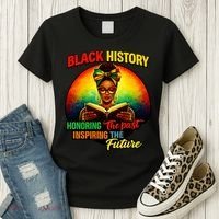 Melanin Honoring Past Inspiring Pride Book Black History Women's T-Shirt thumb 3
