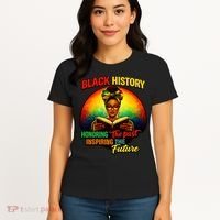 Melanin Honoring Past Inspiring Pride Book Black History Women's T-Shirt thumb 4