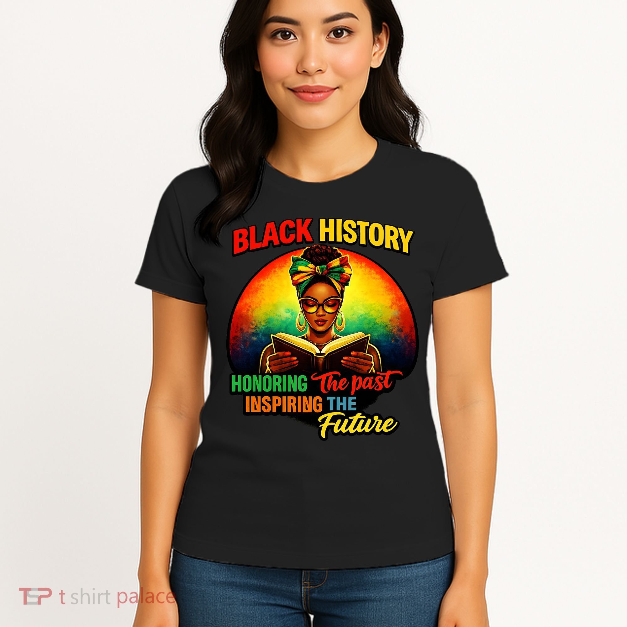 Melanin Honoring Past Inspiring Pride Book Black History Women's T-Shirt