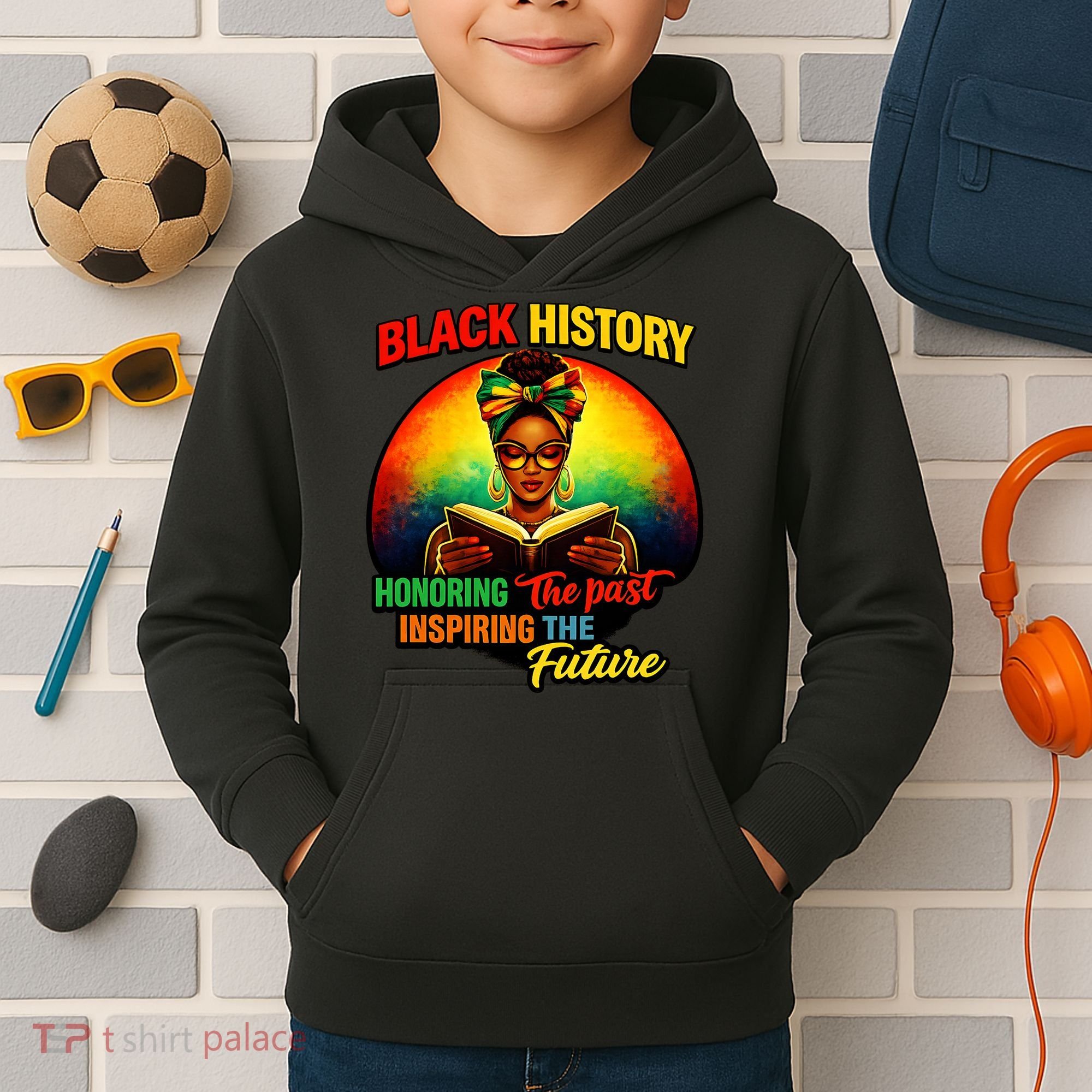 Melanin Honoring Past Inspiring Pride Book Black History Kids Hoodie