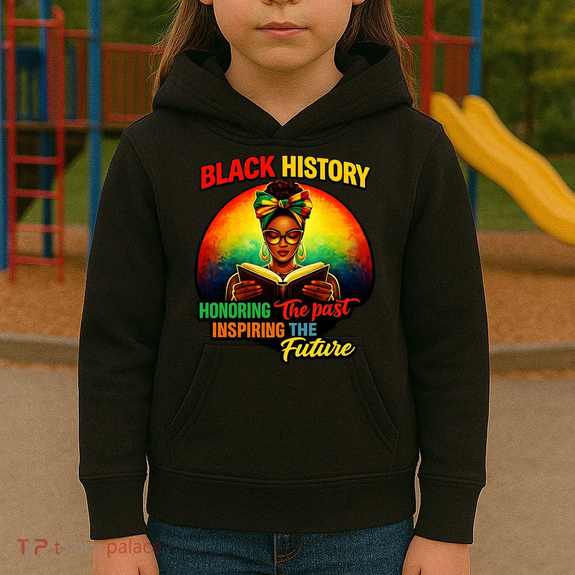 Melanin Honoring Past Inspiring Pride Book Black History Kids Hoodie