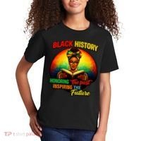 Melanin Honoring Past Inspiring Pride Book Black History Kids T-Shirt thumb 2