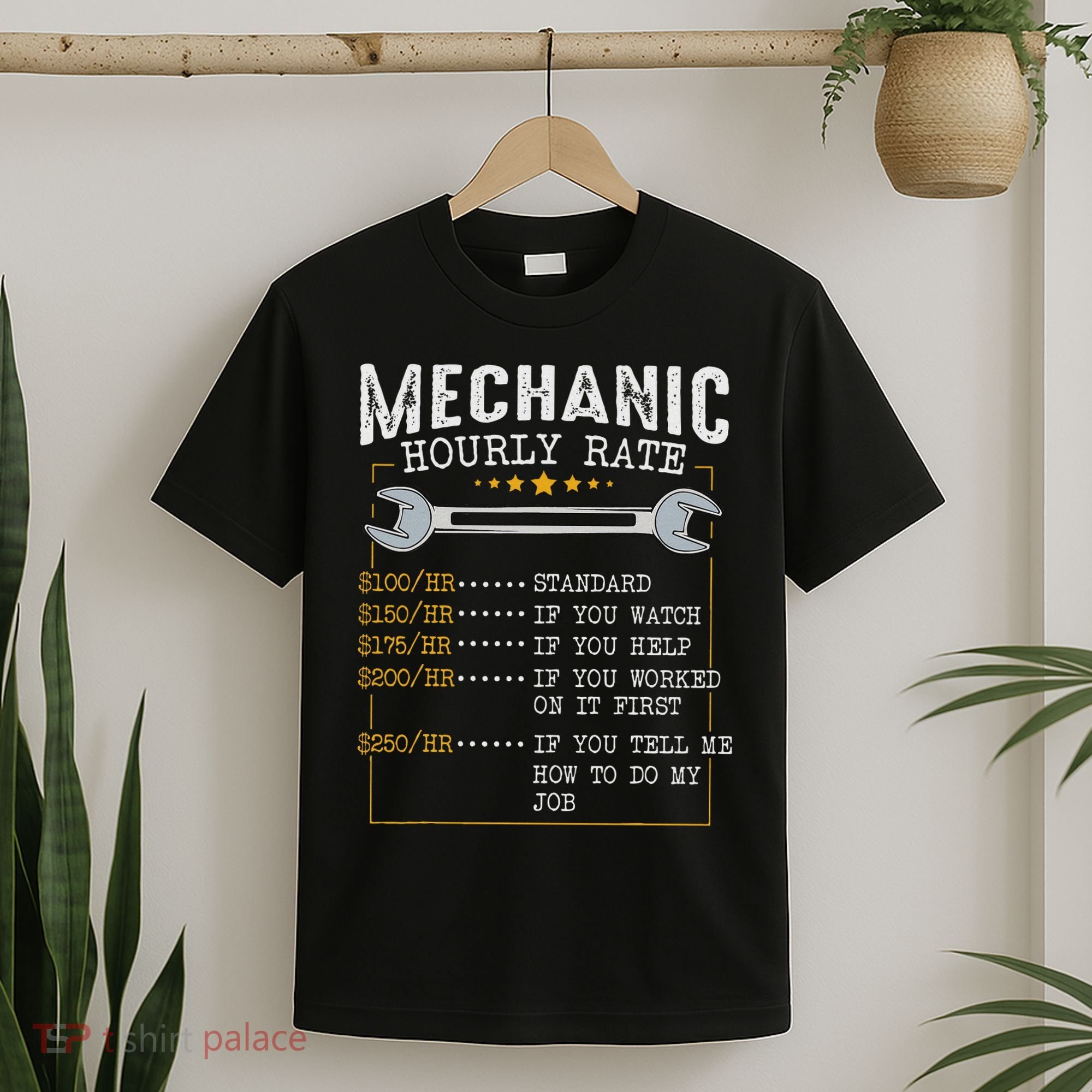 Mechanic Hourly Rate Car Mechatronics Engineer Profession Car Gift T-Shirt