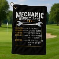 Mechanic Hourly Rate Car Mechatronics Engineer Profession Car Gift Golf Towel thumb 1