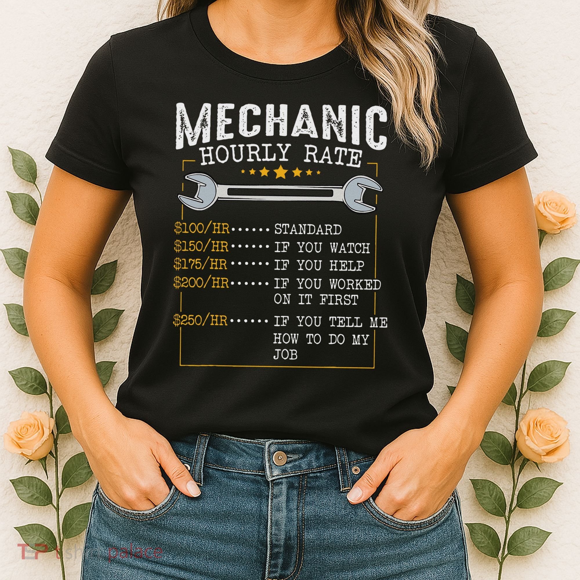Mechanic Hourly Rate Car Mechatronics Engineer Profession Car Gift Women's T-Shirt
