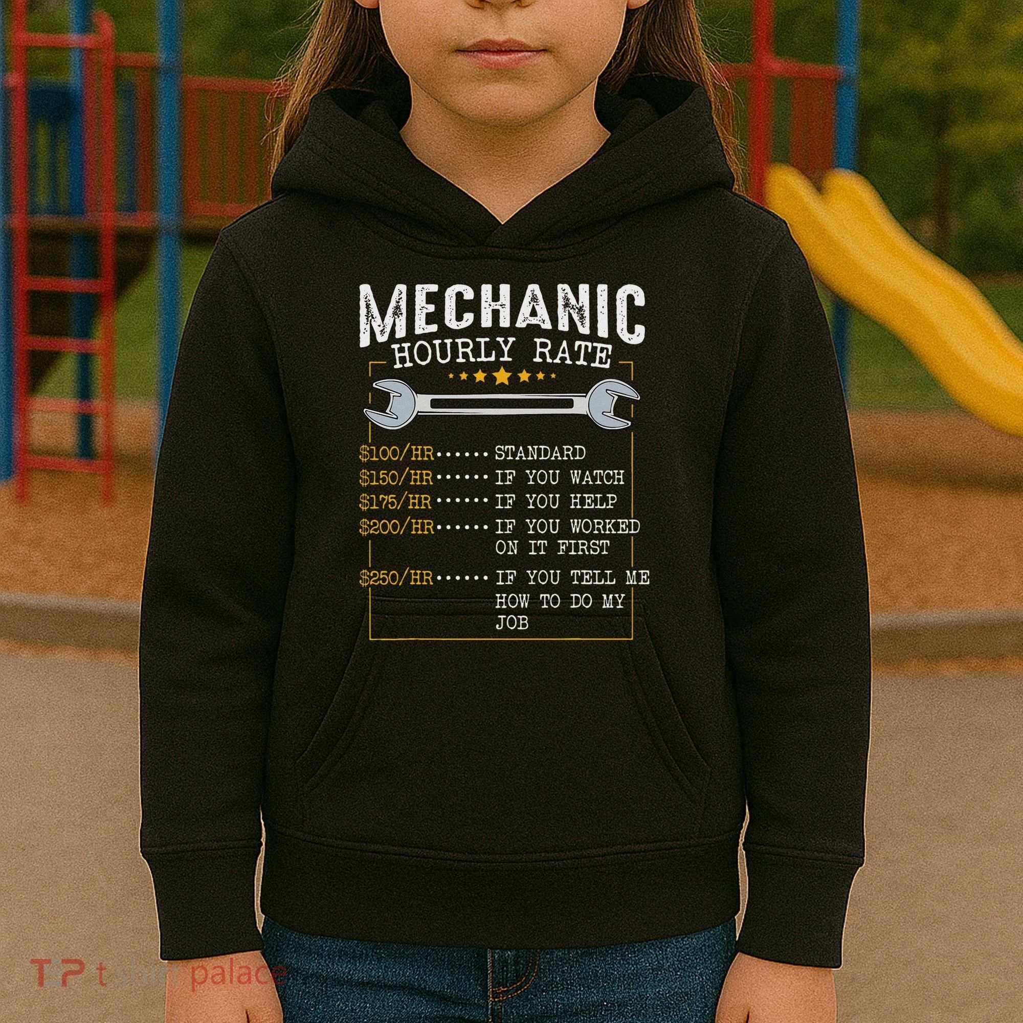 Mechanic Hourly Rate Car Mechatronics Engineer Profession Car Gift Kids Hoodie