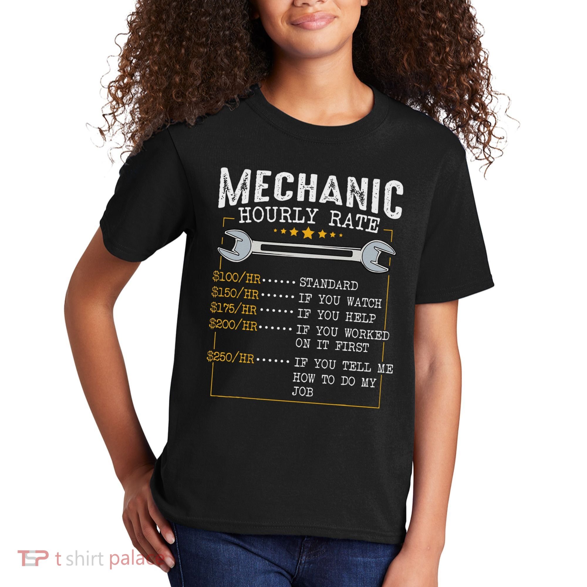 Mechanic Hourly Rate Car Mechatronics Engineer Profession Car Gift Kids T-Shirt