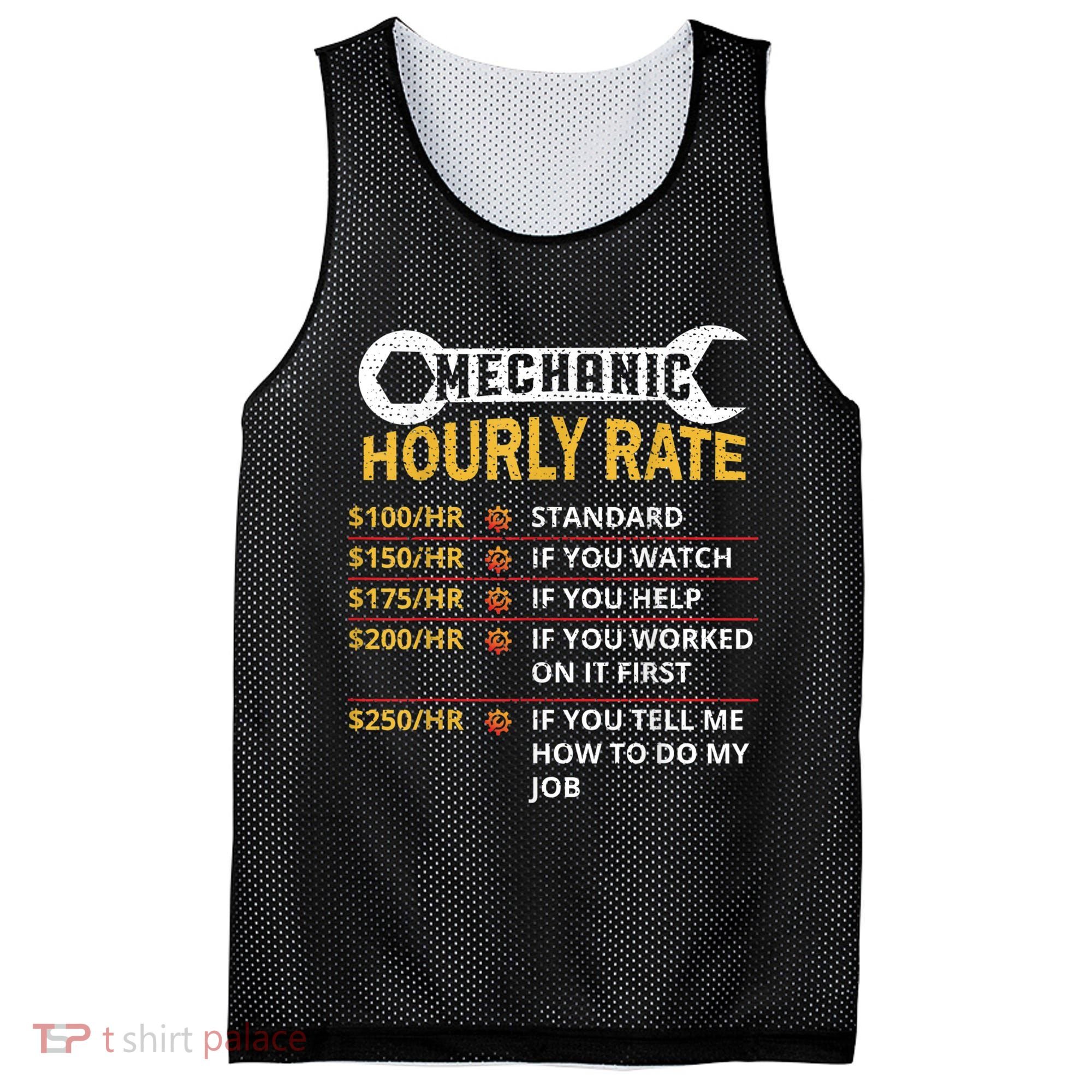 Mechanic Hourly Rate For Mechanic And Car Lover Mesh Reversible Basketball Jersey Tank