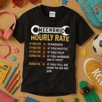 Mechanic Hourly Rate For Mechanic And Car Lover Kids T-Shirt thumb 3
