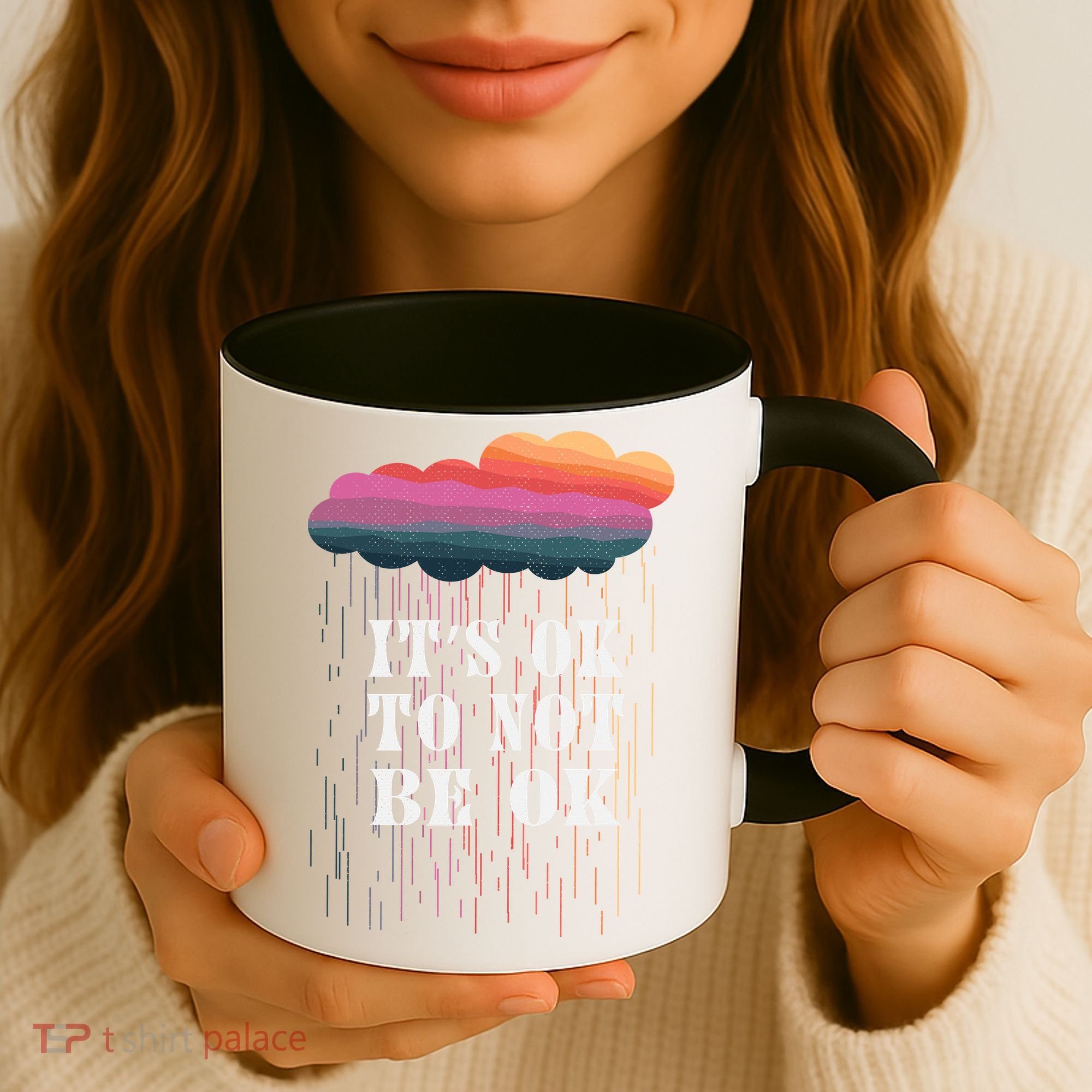 Mental Health Rain It's OKAY To Not Be Ok Coffee Mug
