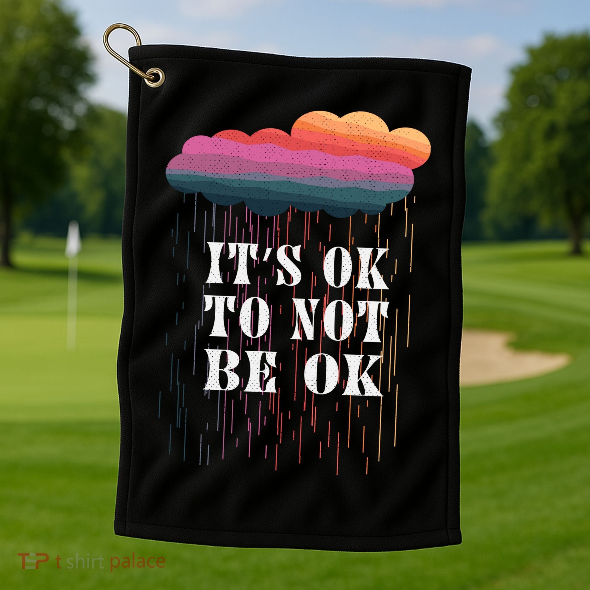 Mental Health Rain It's OKAY To Not Be Ok Golf Towel
