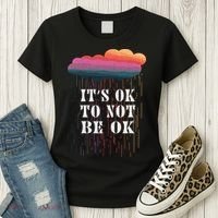 Mental Health Rain It's OKAY To Not Be Ok Women's T-Shirt thumb 3