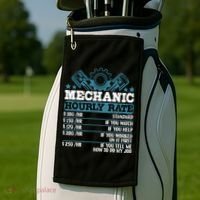 Mechanic Hourly Rate | Auto Mechanic Gifts Golf Towel thumb 2
