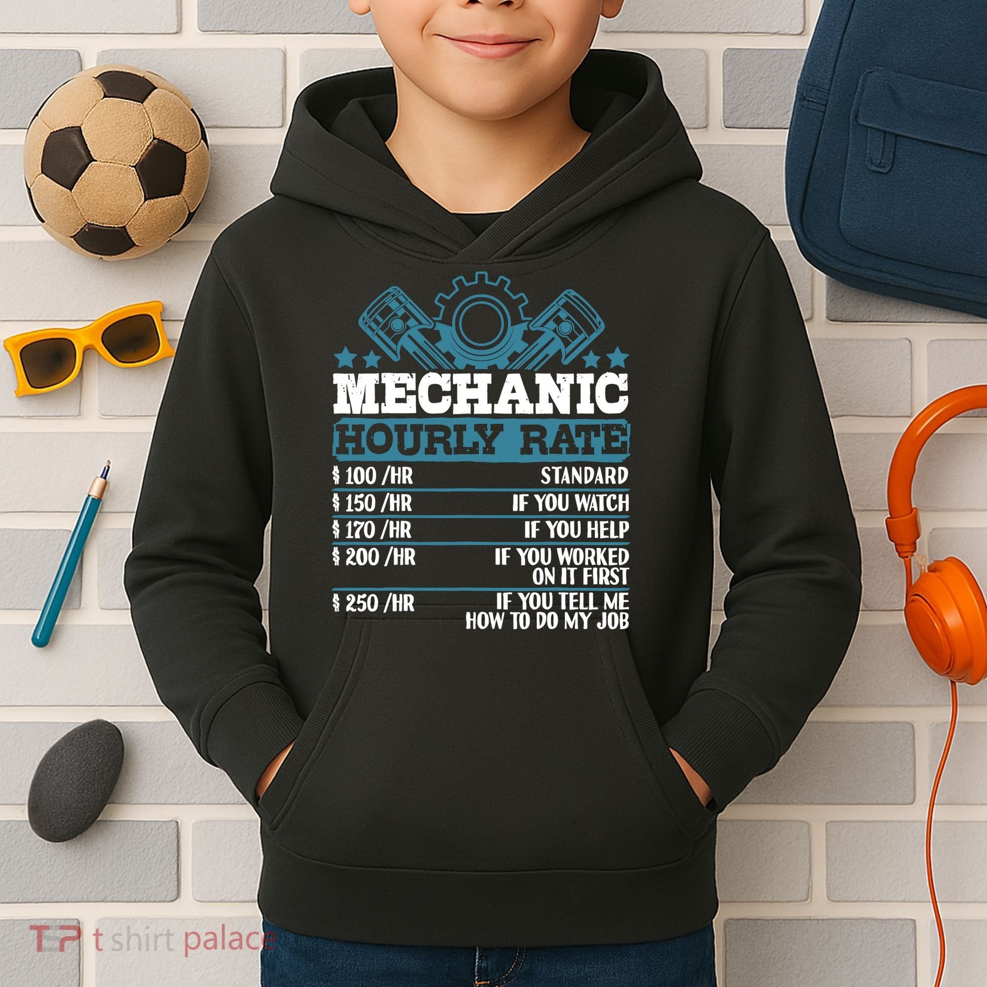 Mechanic Hourly Rate | Auto Mechanic Gifts Kids Hoodie