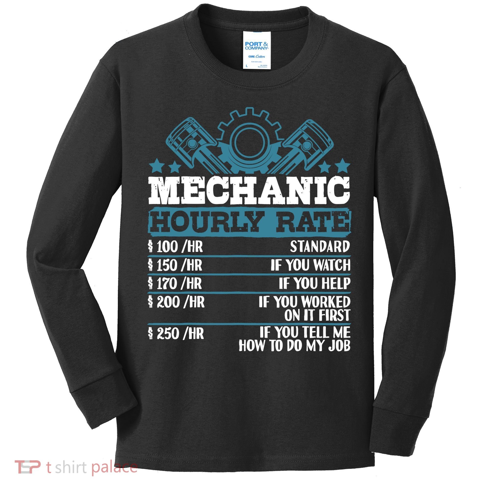Mechanic Hourly Rate | Auto Mechanic Gifts Kids Long Sleeve Shirt
