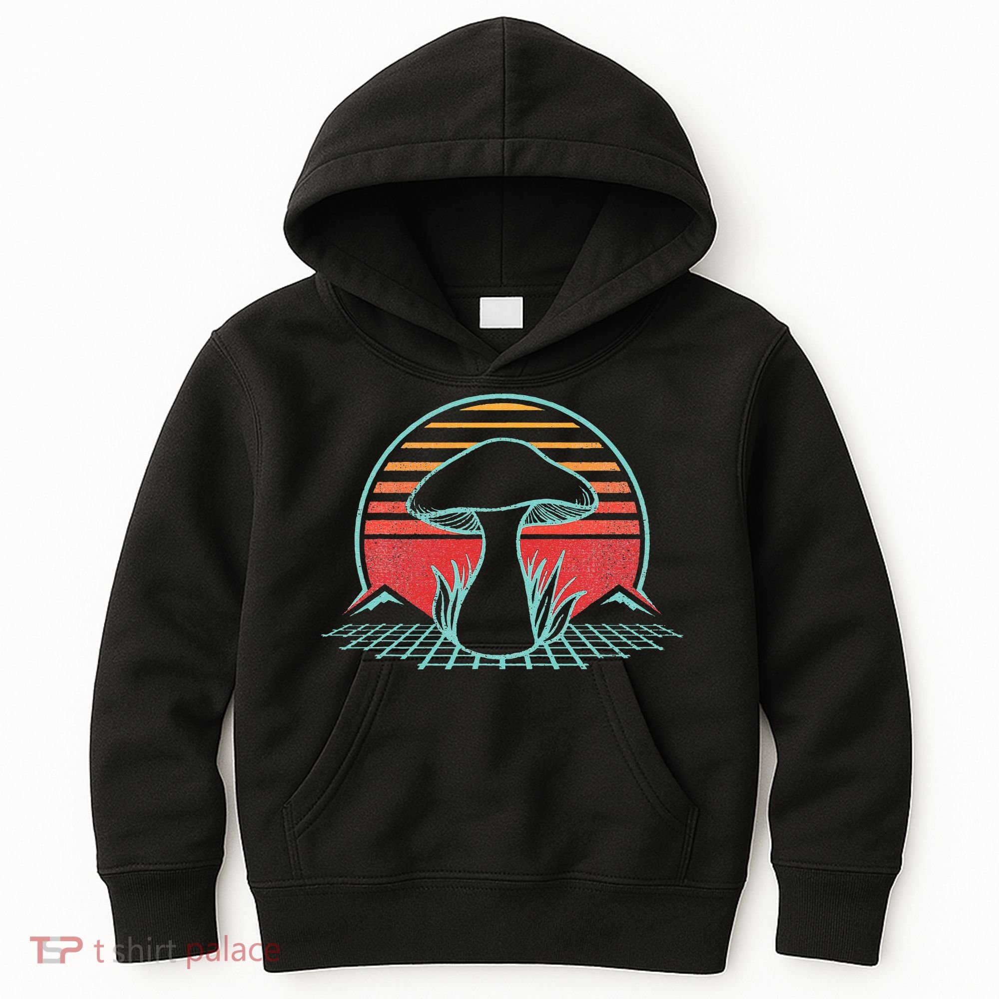 Mushroom Hunter Retro 80s Style Fungi Mycology Lover Gift Kids Hoodie