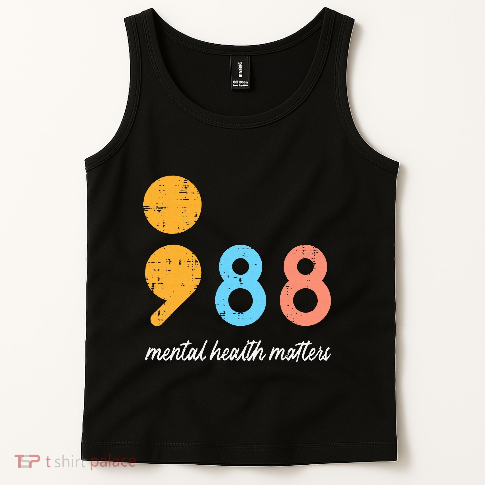 Mental Health Semicolon 98 Depression Awareness Tank Top