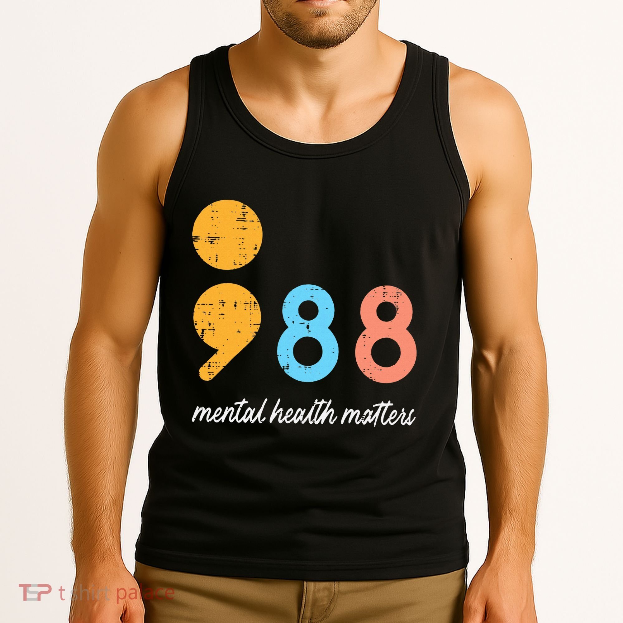 Mental Health Semicolon 98 Depression Awareness Tank Top