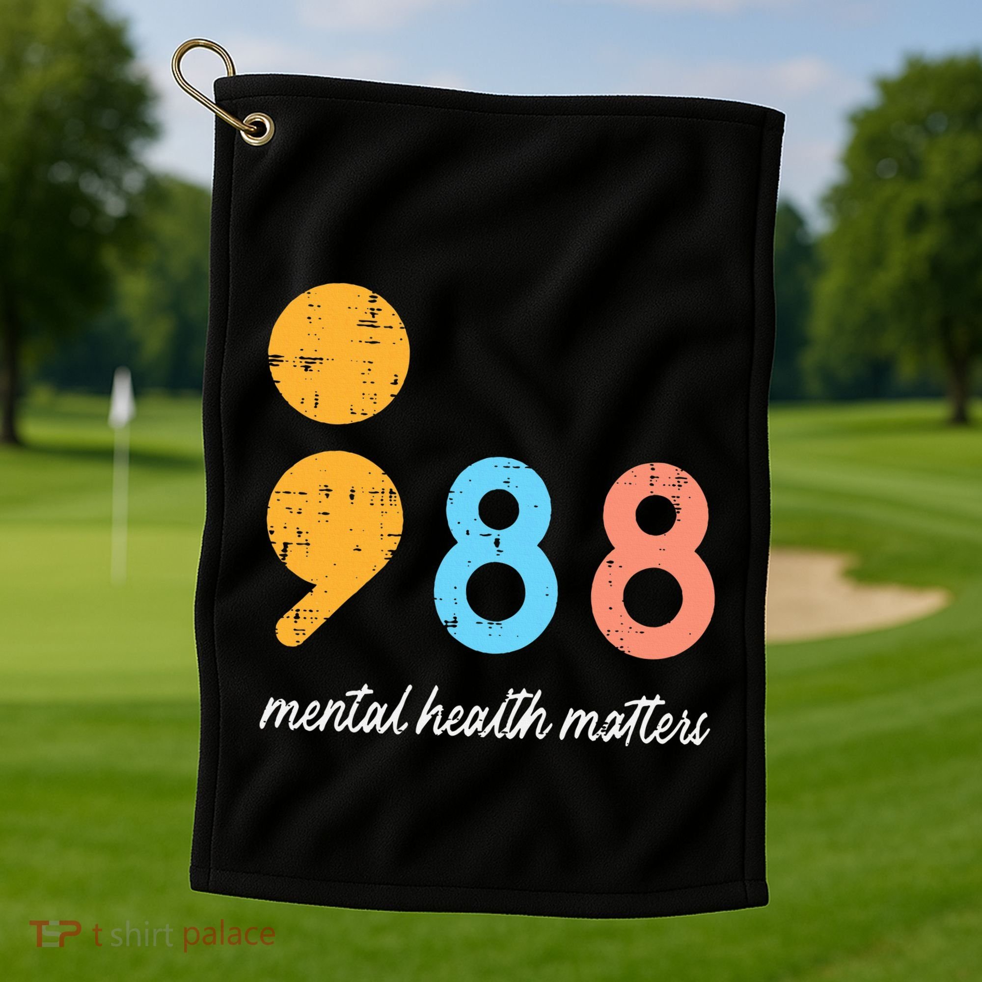 Mental Health Semicolon 98 Depression Awareness Golf Towel