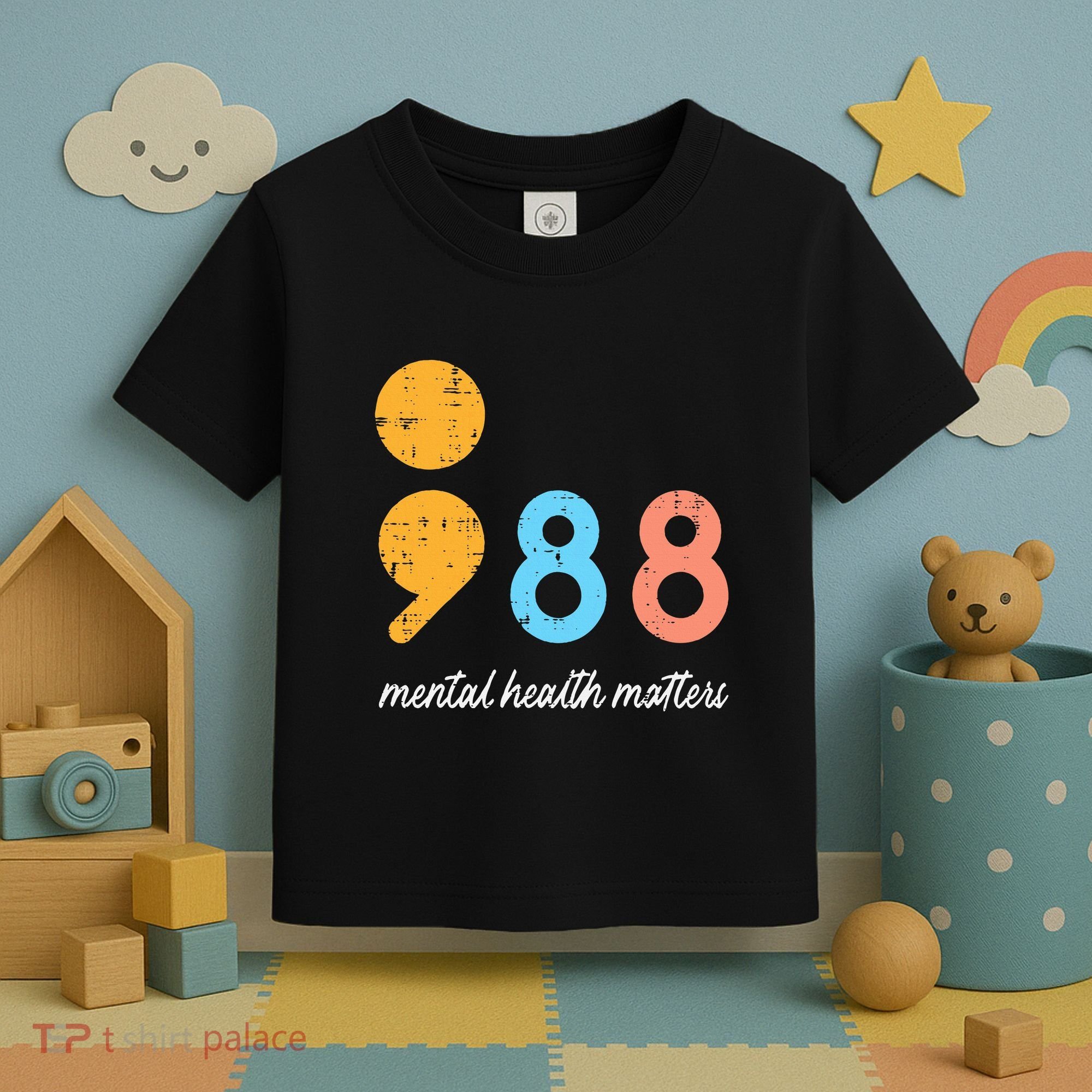 Mental Health Semicolon 98 Depression Awareness Toddler T-Shirt