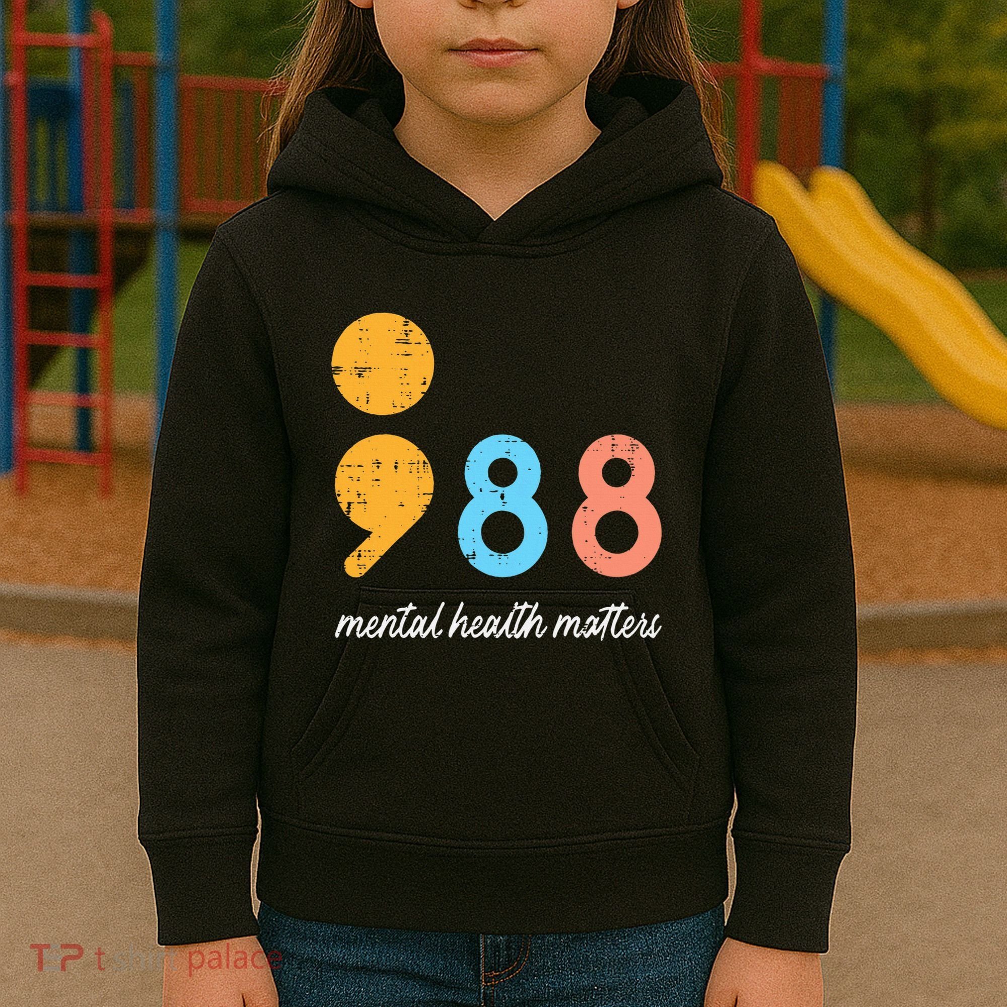 Mental Health Semicolon 98 Depression Awareness Kids Hoodie