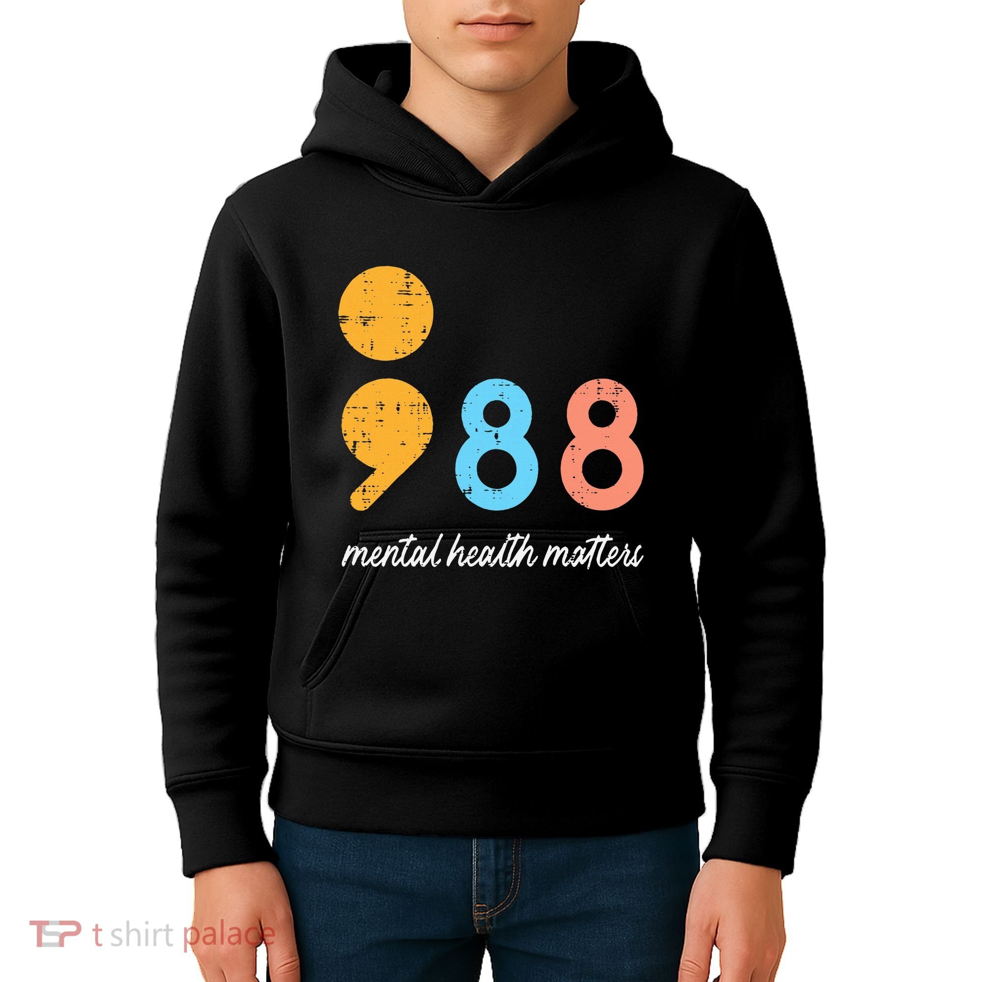 Mental Health Semicolon 98 Depression Awareness Kids Hoodie