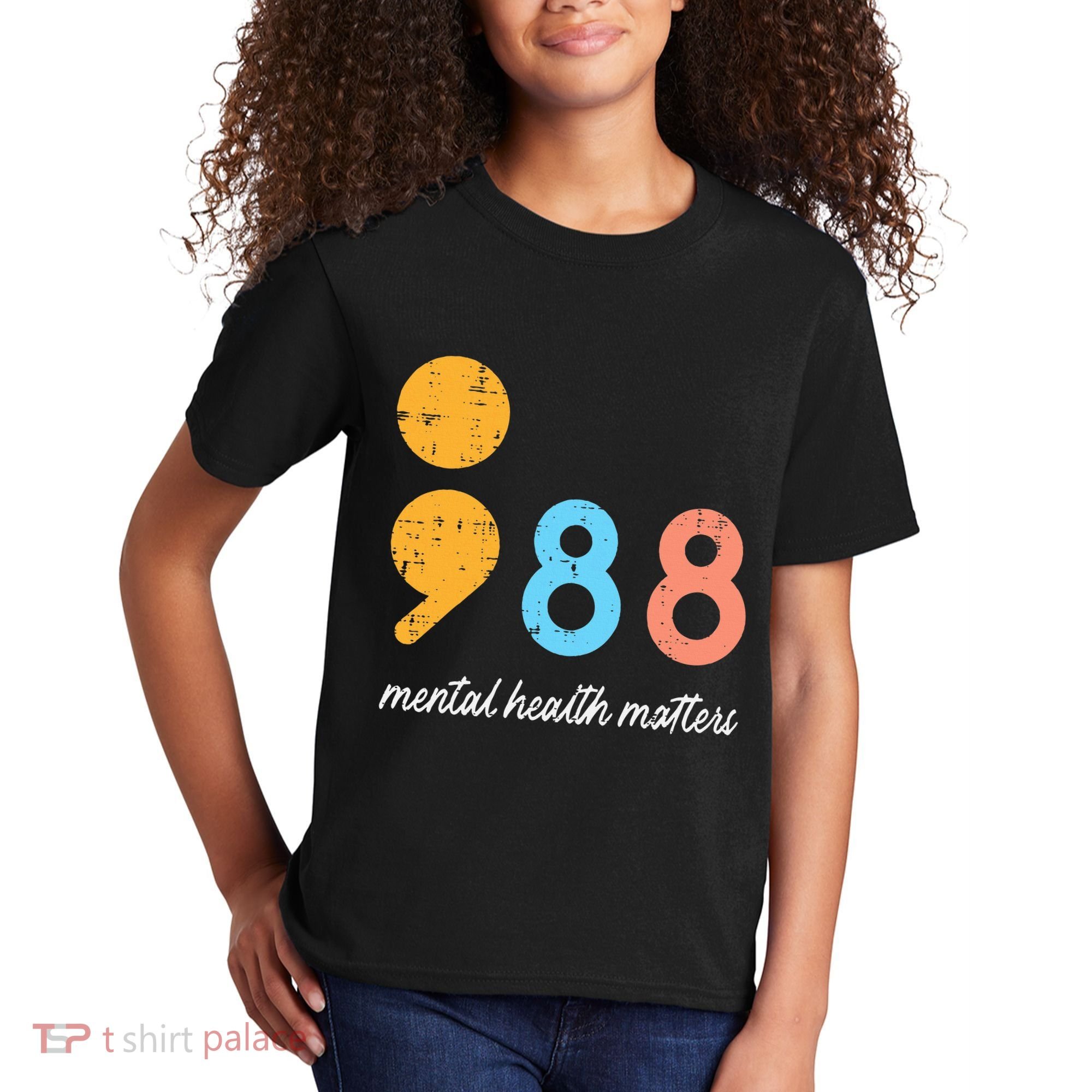Mental Health Semicolon 98 Depression Awareness Kids T-Shirt