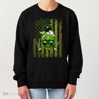 Messy Hair Skull Flag Bitches Green St Patricks Day Gift Women's Sweatshirt thumb 0