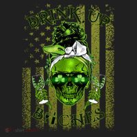 Messy Hair Skull Flag Bitches Green St Patricks Day Gift Women's Sweatshirt thumb 2