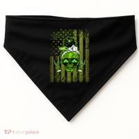 Messy Hair Skull Flag Bitches Green St Patricks Day Gift USA-Made Doggie Bandana thumb 0