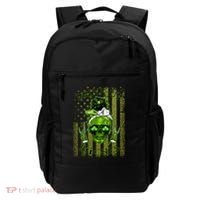 Messy Hair Skull Flag Bitches Green St Patricks Day Gift Backpack thumb 0