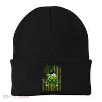 Messy Hair Skull Flag Bitches Green St Patricks Day Gift Beanie thumb 0