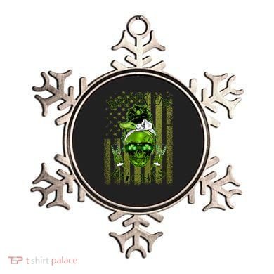 Messy Hair Skull Flag Bitches Green St Patricks Day Gift Ornament