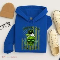 Messy Hair Skull Flag Bitches Green St Patricks Day Gift Hoodie thumb 4