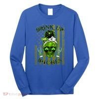Messy Hair Skull Flag Bitches Green St Patricks Day Gift Long Sleeve Shirt thumb 0