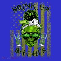Messy Hair Skull Flag Bitches Green St Patricks Day Gift Apron thumb 3