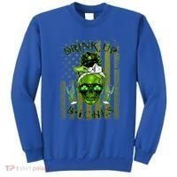 Messy Hair Skull Flag Bitches Green St Patricks Day Gift Sweatshirt thumb 0