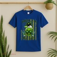 Messy Hair Skull Flag Bitches Green St Patricks Day Gift T-Shirt thumb 2
