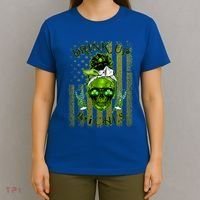 Messy Hair Skull Flag Bitches Green St Patricks Day Gift T-Shirt thumb 4