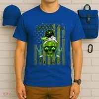Messy Hair Skull Flag Bitches Green St Patricks Day Gift T-Shirt thumb 6