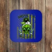 Messy Hair Skull Flag Bitches Green St Patricks Day Gift Coaster thumb 0