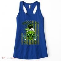 Messy Hair Skull Flag Bitches Green St Patricks Day Gift Women's Tank Top thumb 0