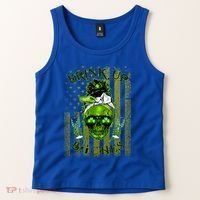 Messy Hair Skull Flag Bitches Green St Patricks Day Gift Tank Top thumb 2