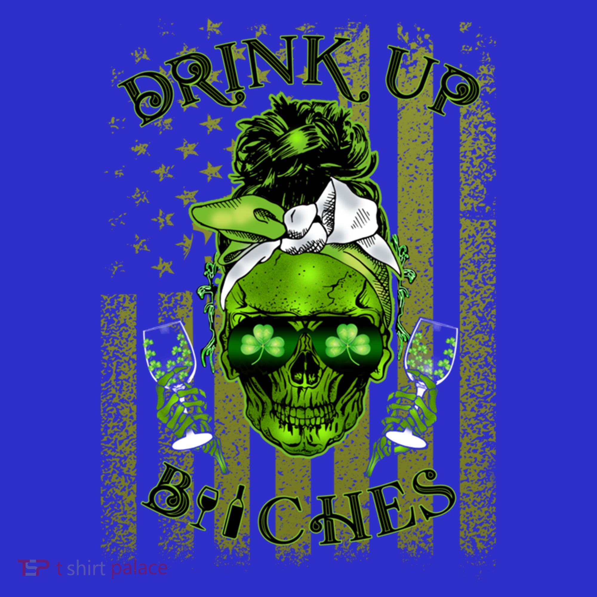 Messy Hair Skull Flag Bitches Green St Patricks Day Gift Visor