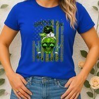 Messy Hair Skull Flag Bitches Green St Patricks Day Gift Women's T-Shirt thumb 2