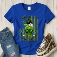 Messy Hair Skull Flag Bitches Green St Patricks Day Gift Women's T-Shirt thumb 3