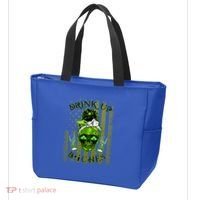Messy Hair Skull Flag Bitches Green St Patricks Day Gift Tote Bag thumb 3