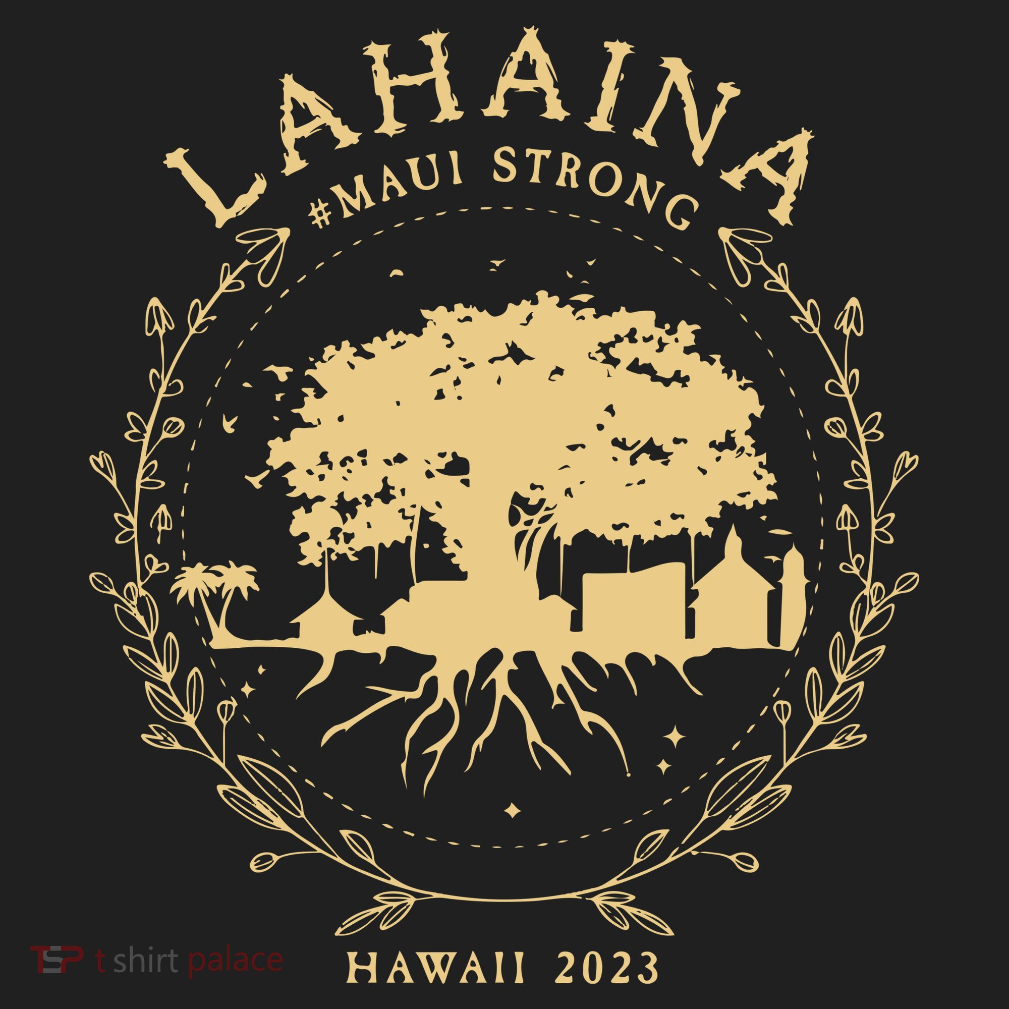Maui Hawaii Shoreline Supportive Golden Maui Strong Lahaina Banyan Tree Beanie