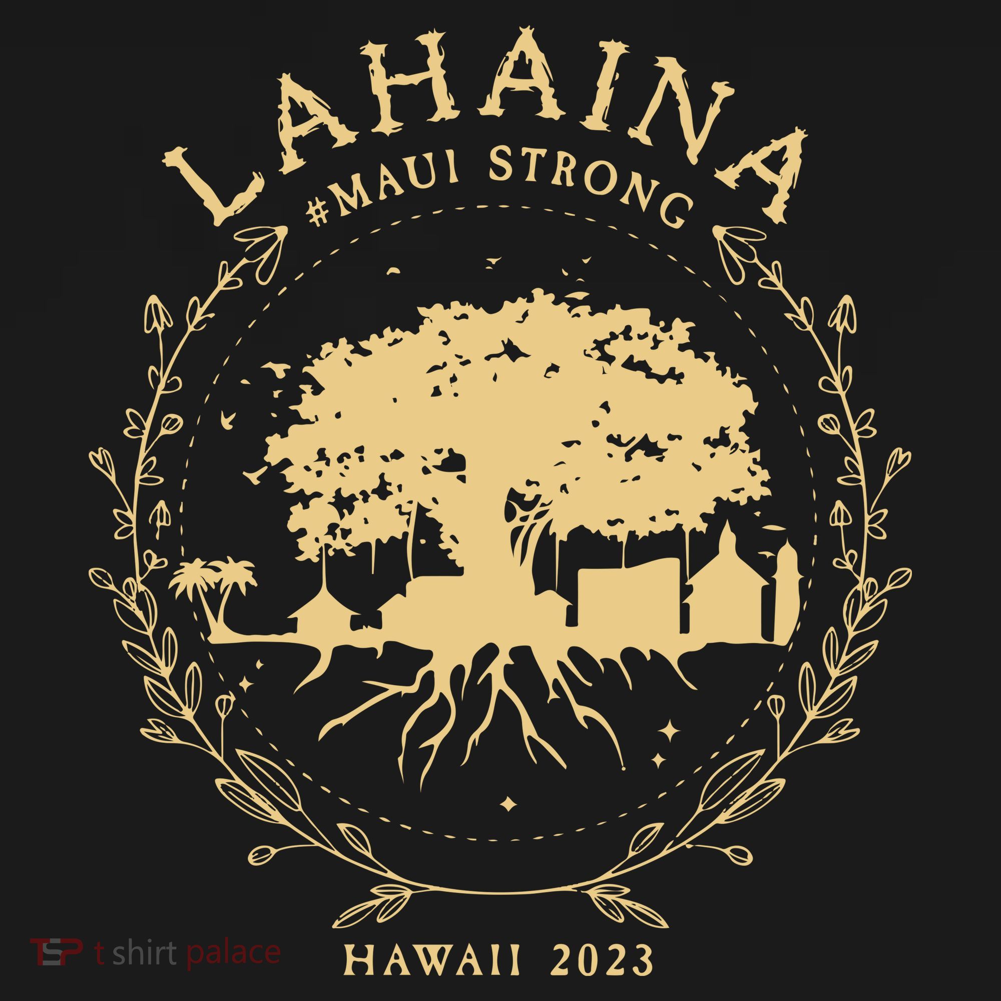 Maui Hawaii Shoreline Supportive Golden Maui Strong Lahaina Banyan Tree Women's Hoodie