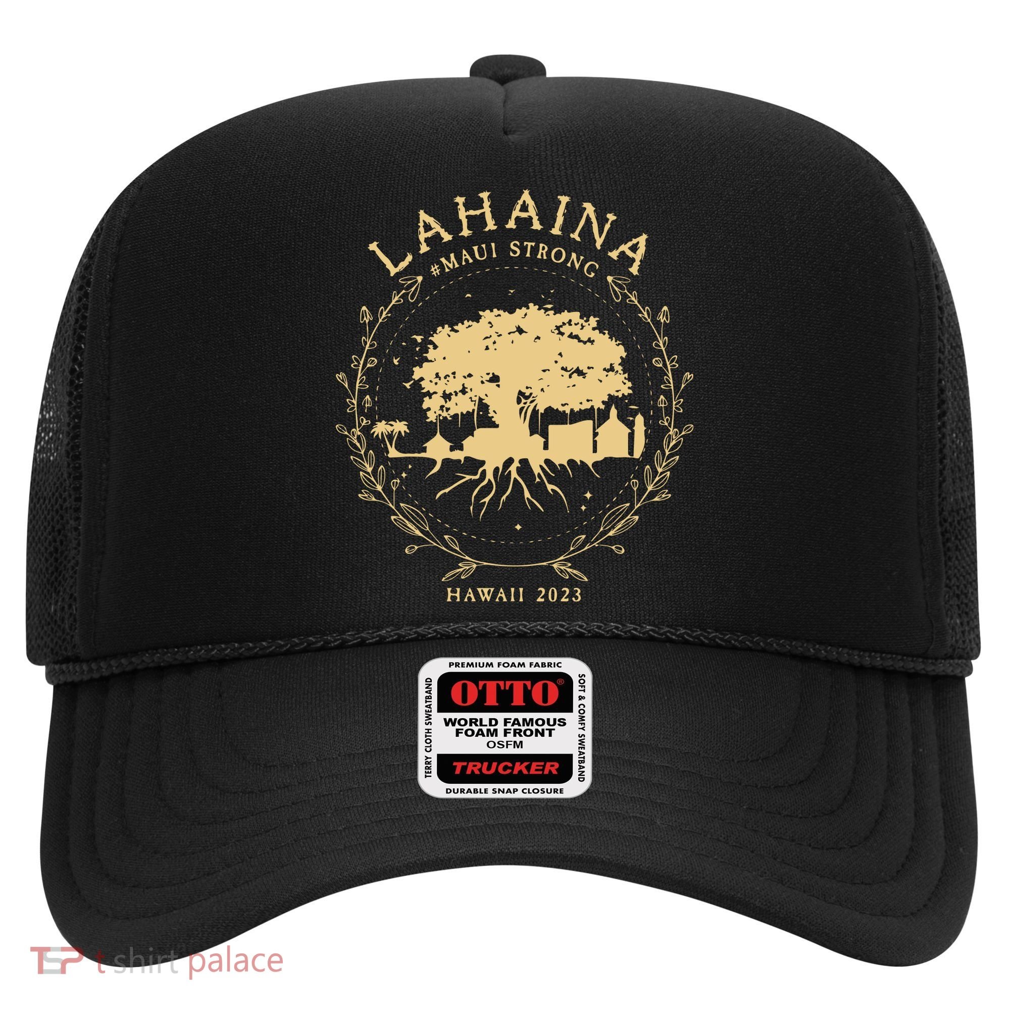 Maui Hawaii Shoreline Supportive Golden Maui Strong Lahaina Banyan Tree Hat